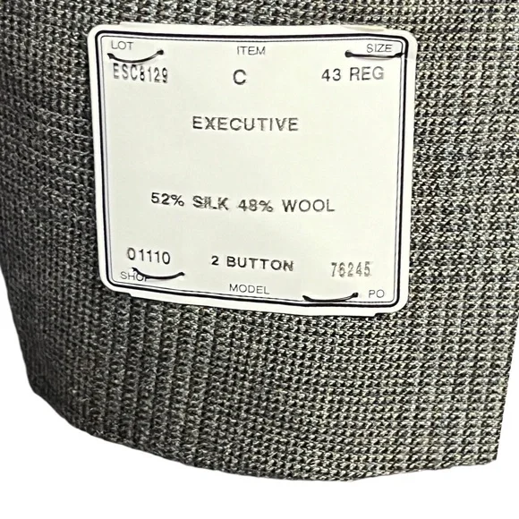 Jos‎ A Bank Blazer Men 43R Glen Plaid 2-Button Professional Tailored Silk Wool